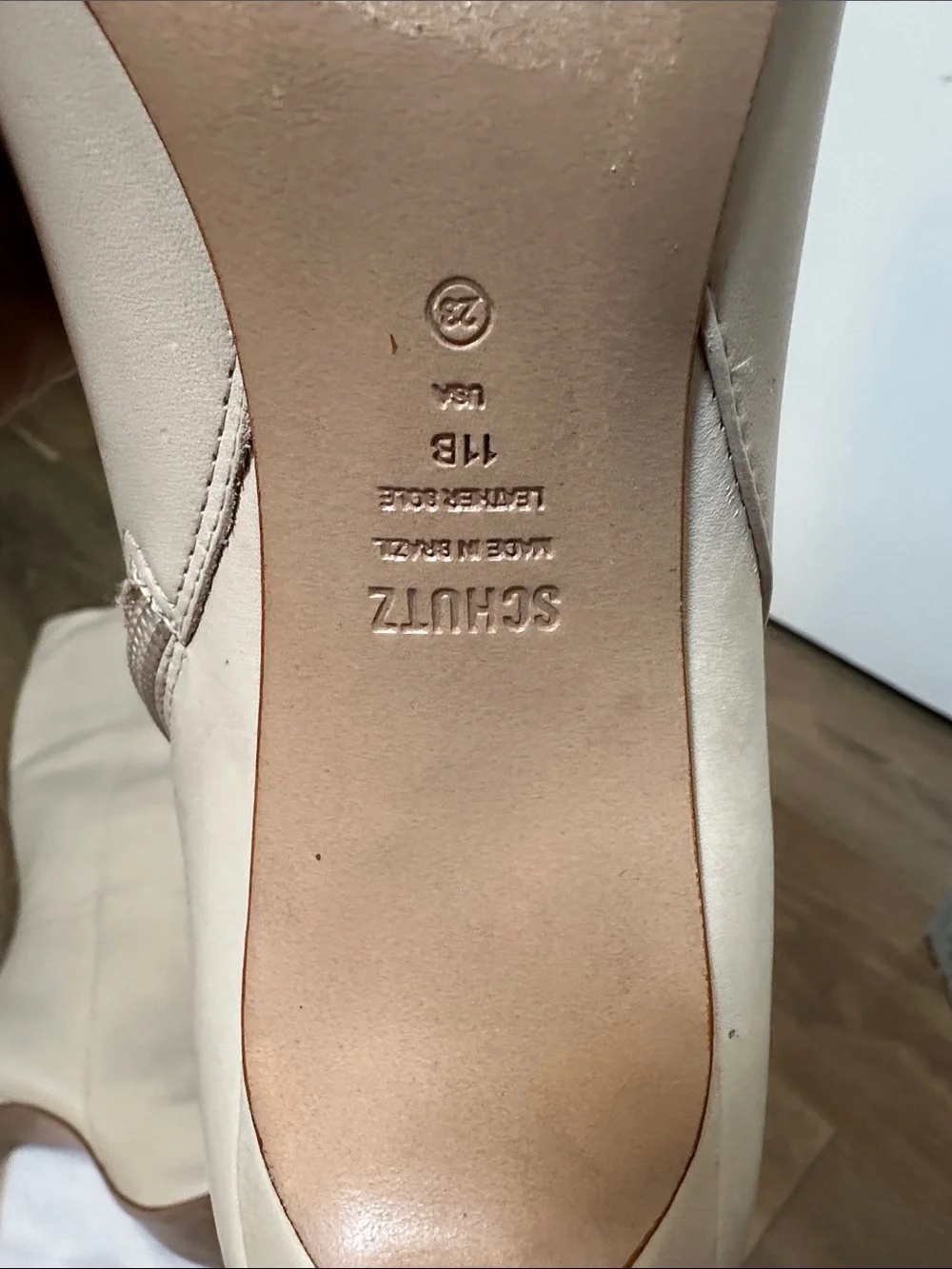 SCHUTZ Over-the-Knee Pointed Toe Stiletto Boots in Light Beige (11)